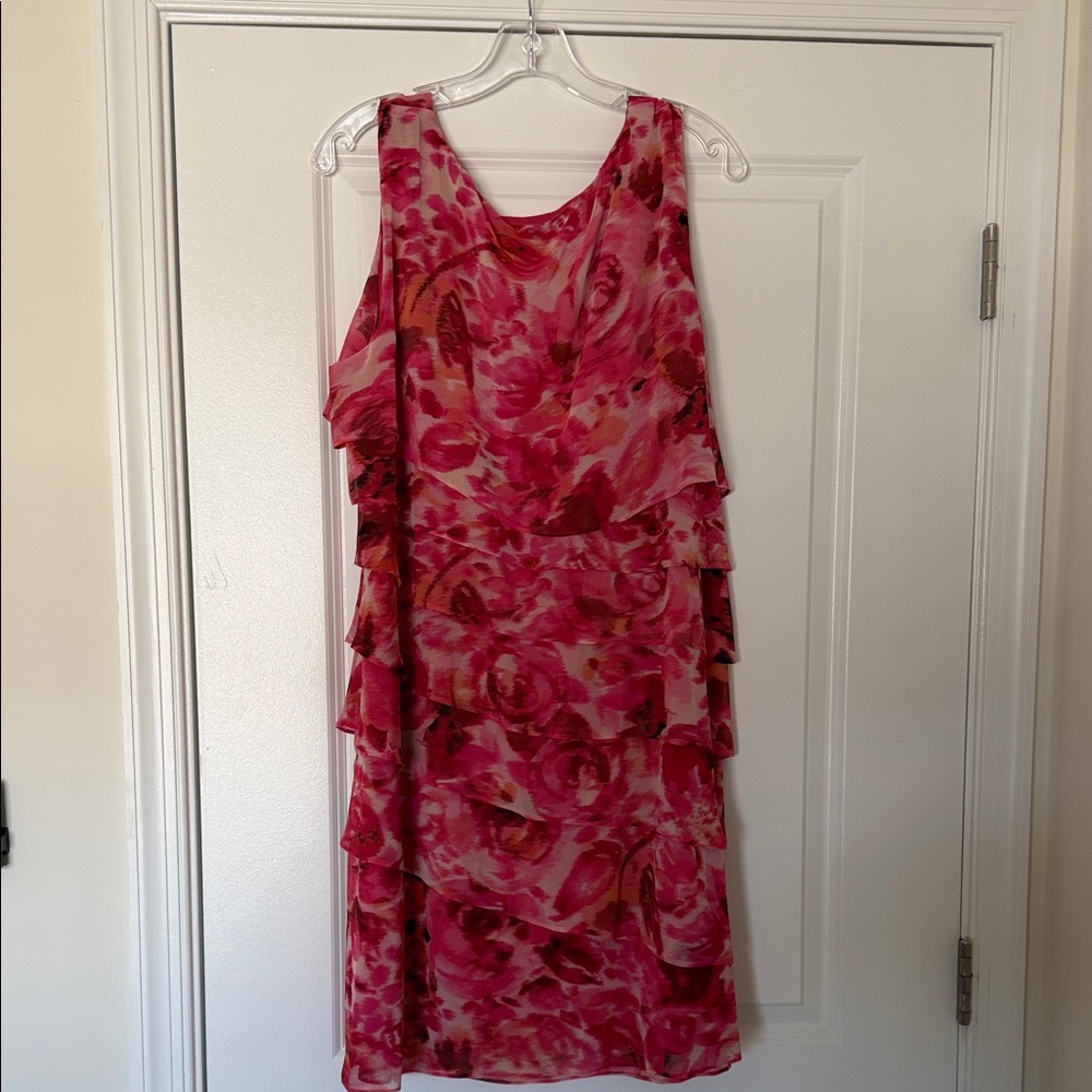 Dress Barn Women’s Pink Floral Tiered Ruffle Tank Dress - Picture 4 of 4